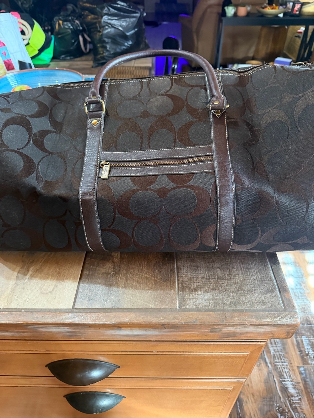 Classic Brown Patterned  Weekender Duffel Bag